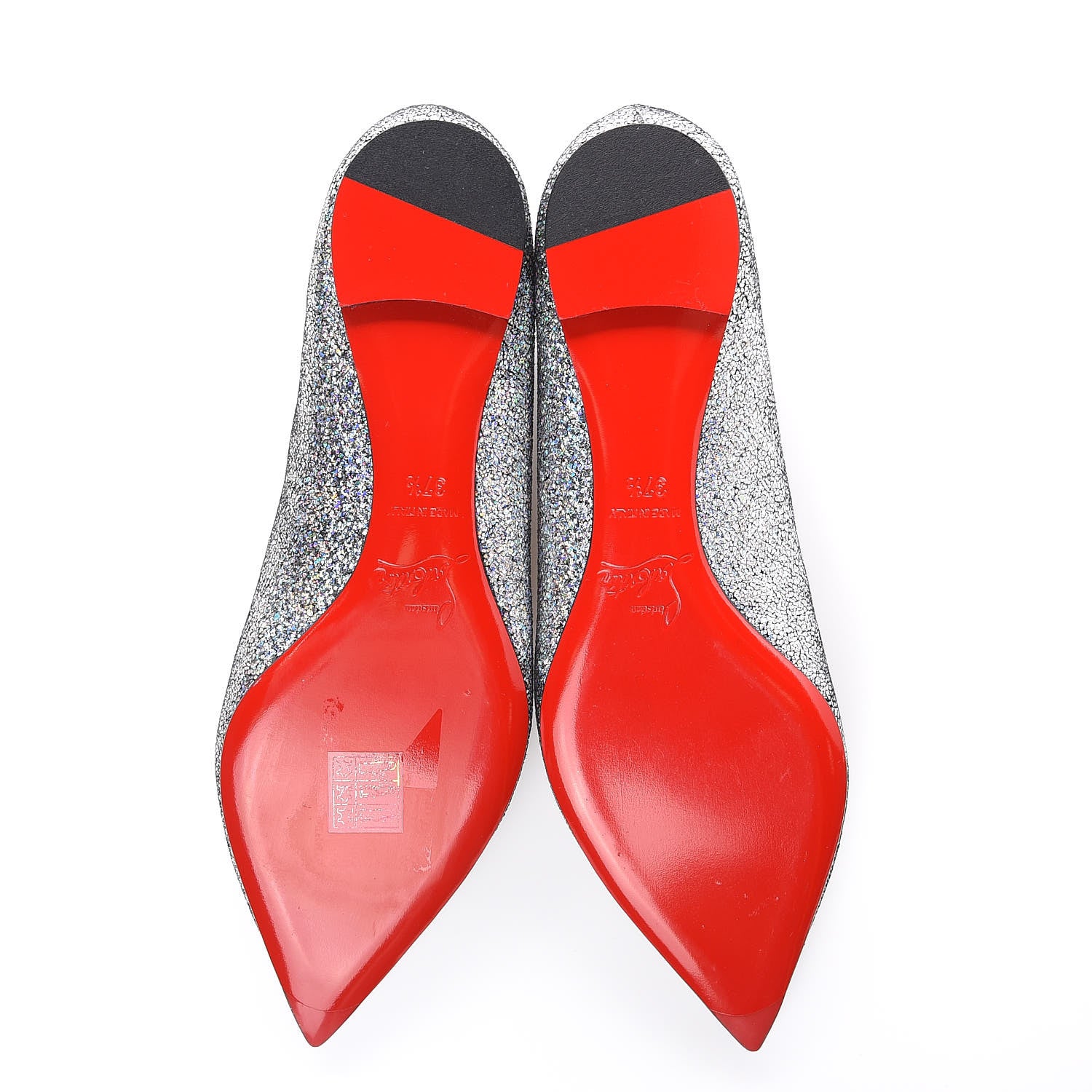 Christian Louboutin Metallic Nappa Ballalla Flats 37.5 Silver 5 of 9