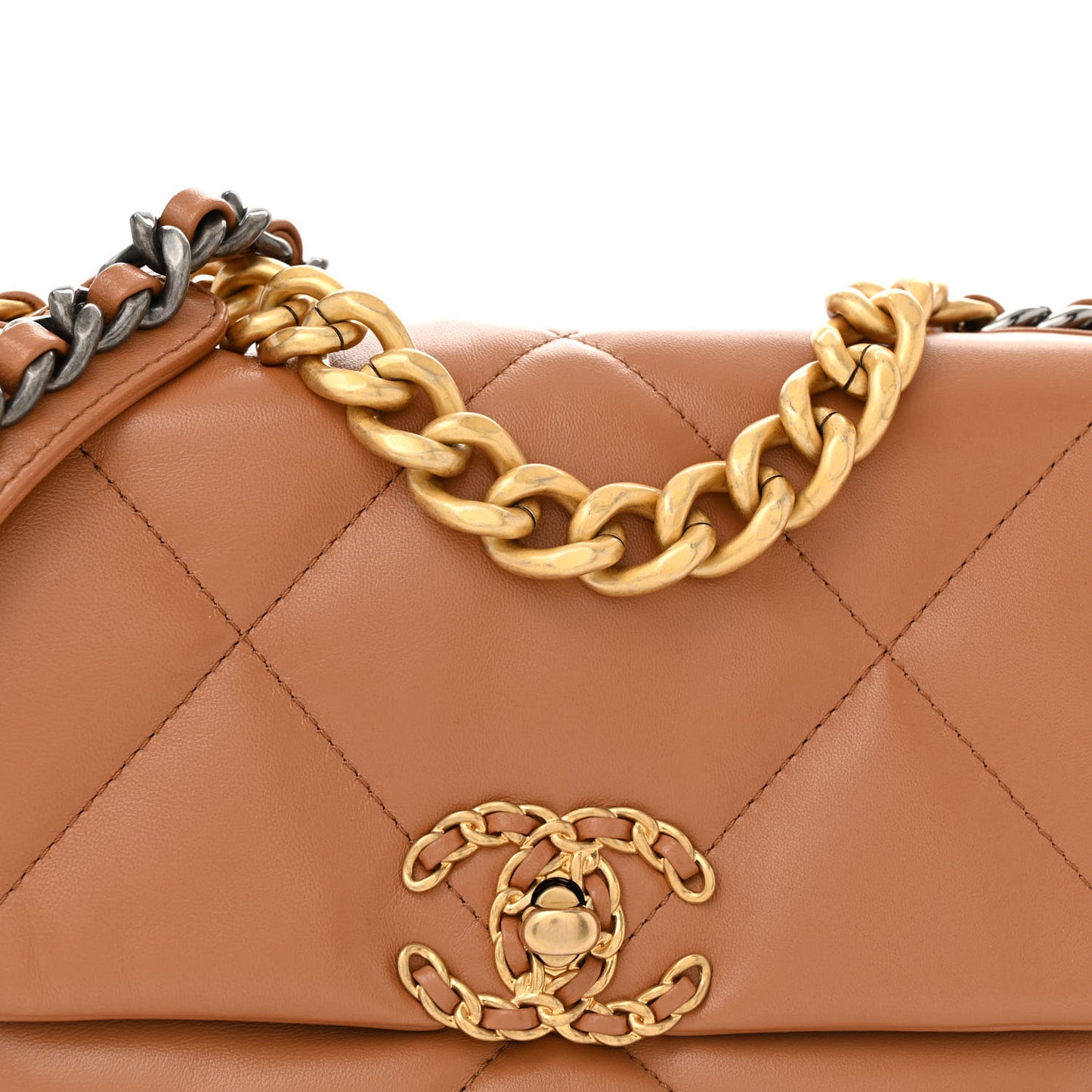 Lambskin Quilted Medium Chanel 19 Flap Brown
