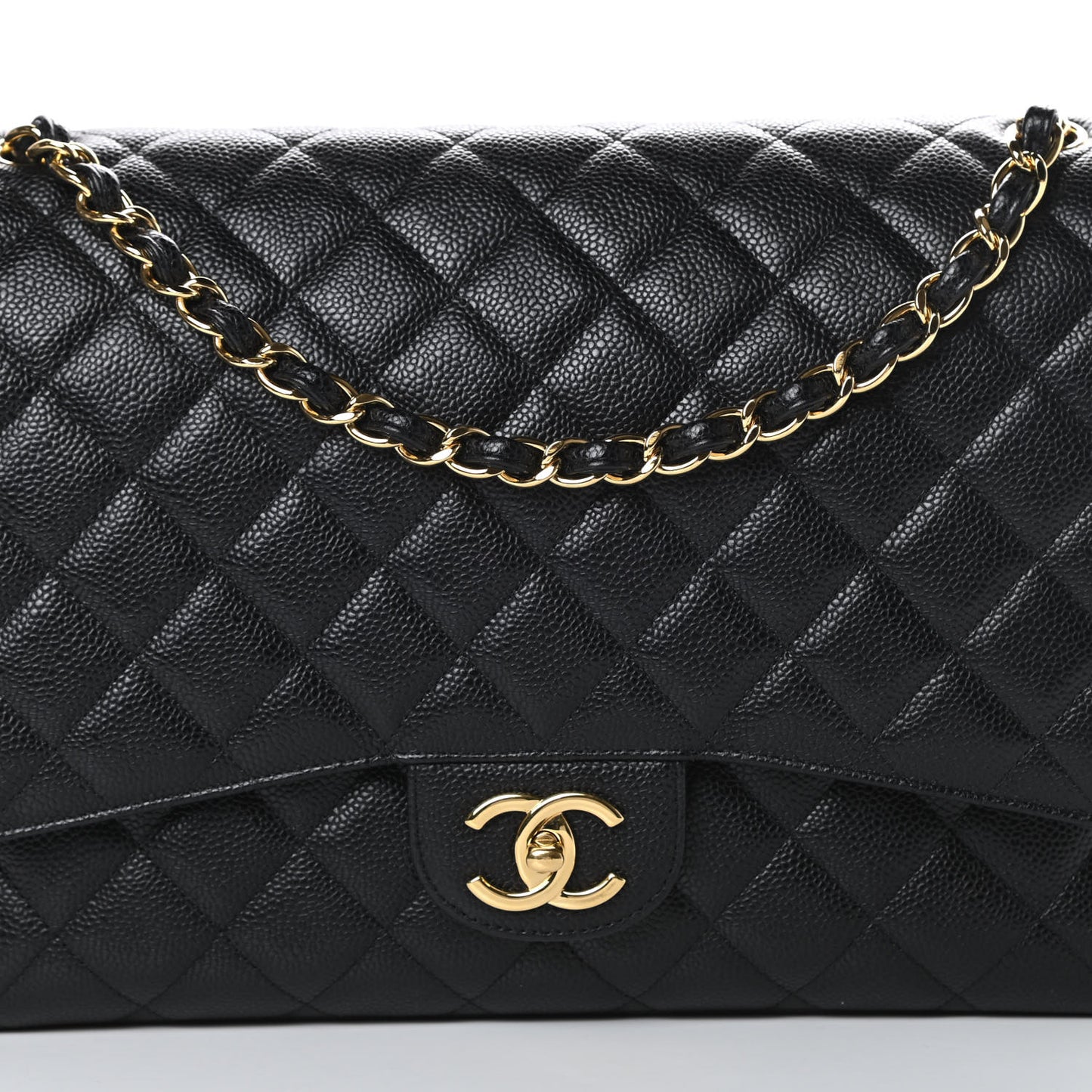 Caviar Quilted Maxi Double Flap Black