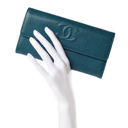 Chanel Caviar Timeless CC Large Gusset Flap Wallet Blue 2 of 10
