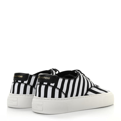 Saint Laurent Canvas Striped Venice Low Top Sneakers 36 Black White 4 of 7