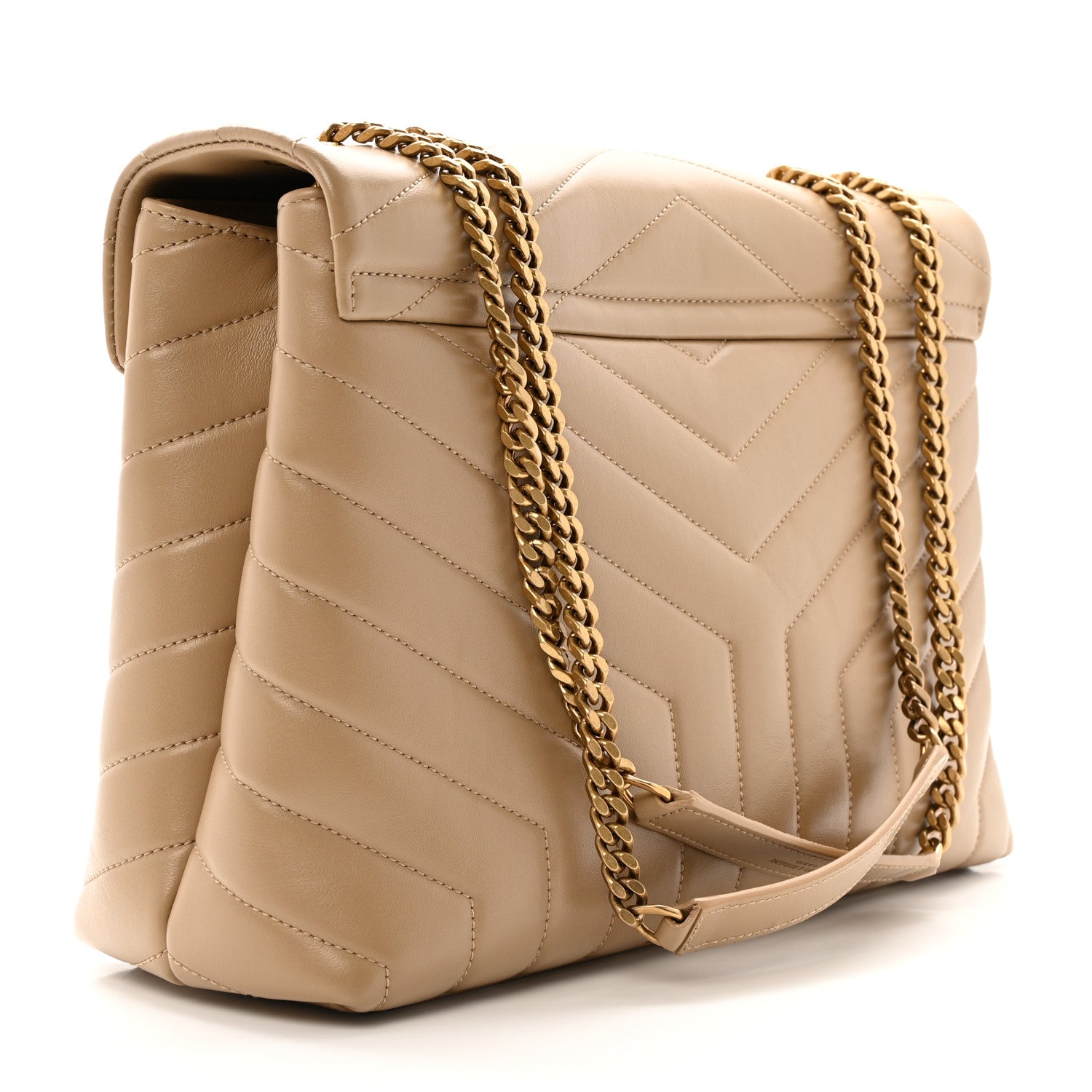 Saint Laurent Calfskin Y Quilted Monogram Medium Loulou Chain Satchel Dark Beige 3 of 11