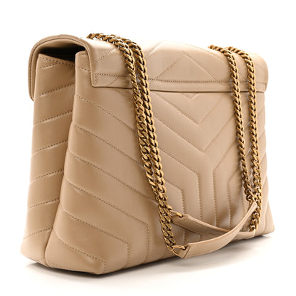 Saint Laurent Calfskin Y Quilted Monogram Medium Loulou Chain Satchel Dark Beige 3 of 11