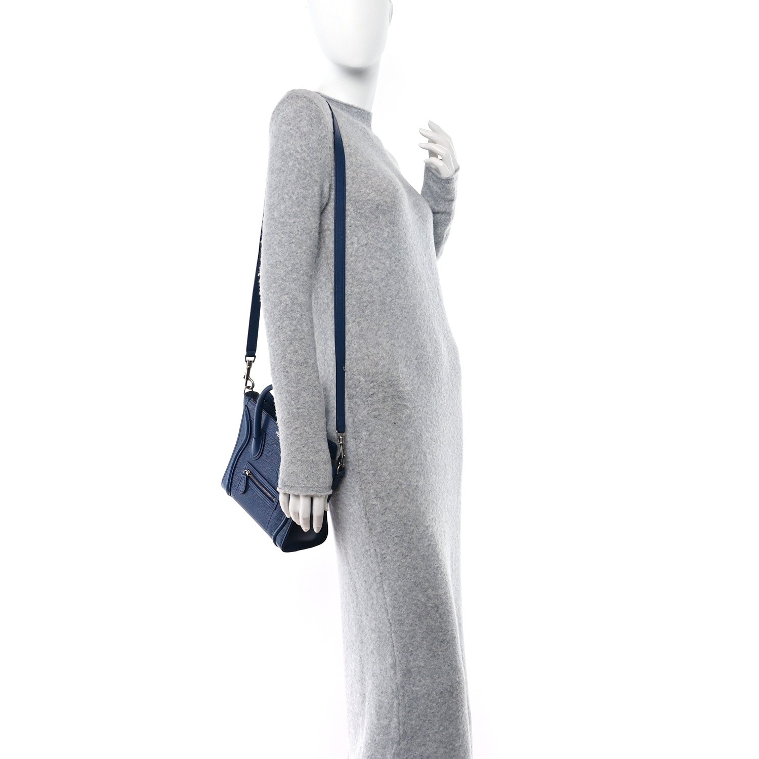 Celine Drummed Calfskin Nano Luggage Indigo 2 of 12