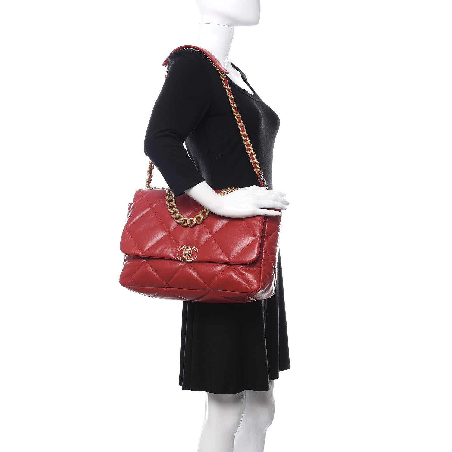 Chanel Goatskin Quilted Maxi 19 Flap Red 2 of 11