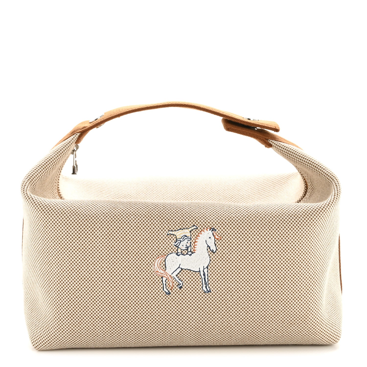 Hermes Canvas Large Bride-A-Brac Cabriole Case Biscuit 1 of 7