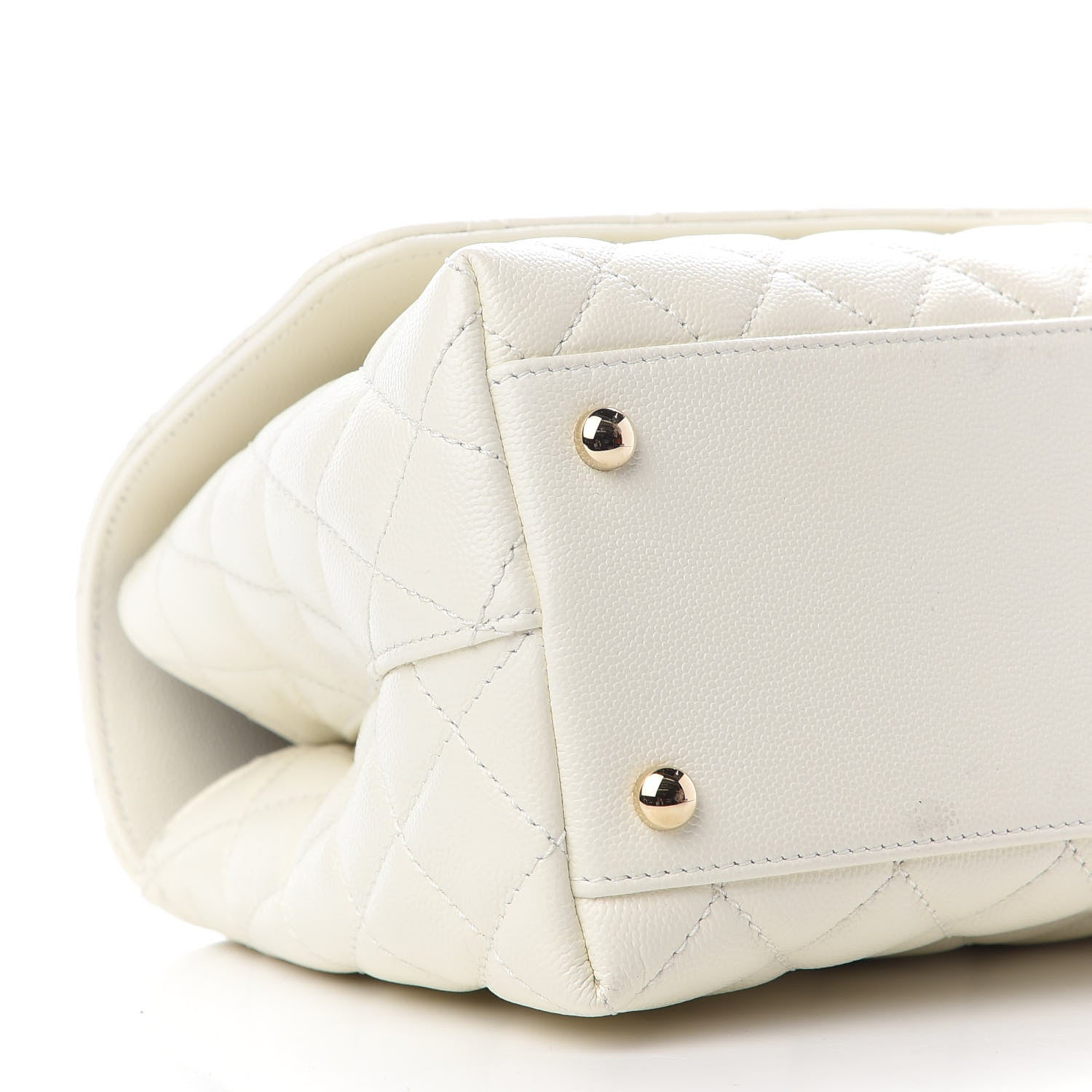 Chanel Caviar Quilted Small Coco Handle Flap White 7 of 9