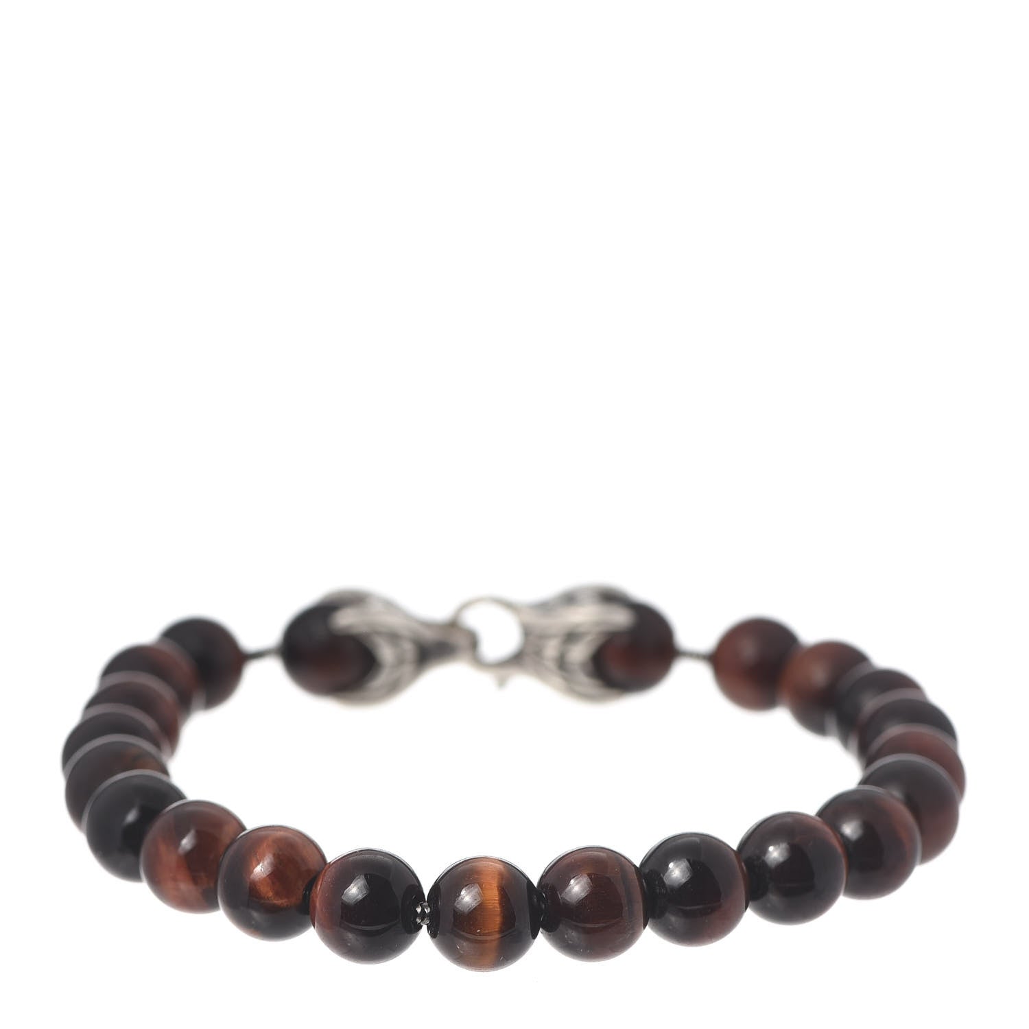 David Yurman Sterling Silver Red Tiger Eye 8mm Spiritual Beads Bracelet 1 of 6