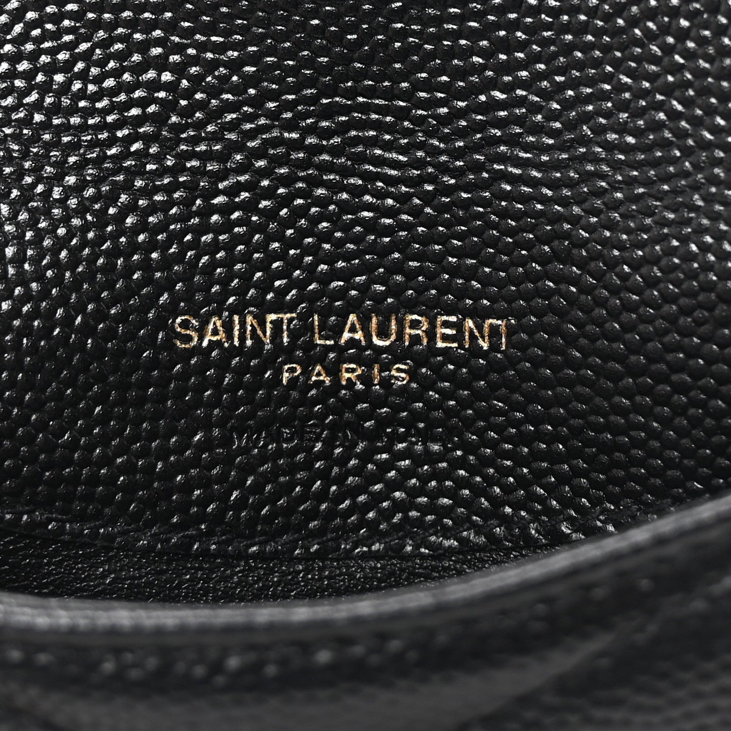 Saint Laurent Grain De Poudre Matelasse Chevron Monogram Compact Wallet Black 6 of 7