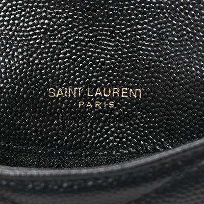 Saint Laurent Grain De Poudre Matelasse Chevron Monogram Compact Wallet Black 6 of 7