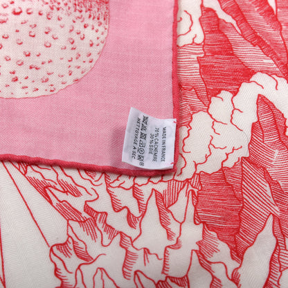 Hermes Cashmere Silk Cosmographia Universalis Shawl 140 Rose White Bleu 2 of 6