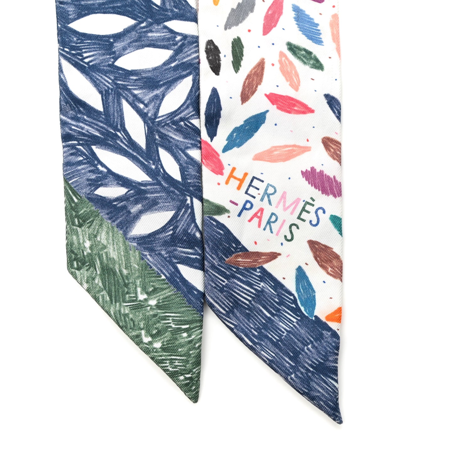 Silk Chacun Fait Son Nid Twilly Bleu Vert Jaune