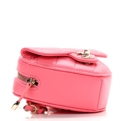Chanel Lambskin Quilted CC In Love Heart Waist Belt Bag With Chain Pink 4 of 9