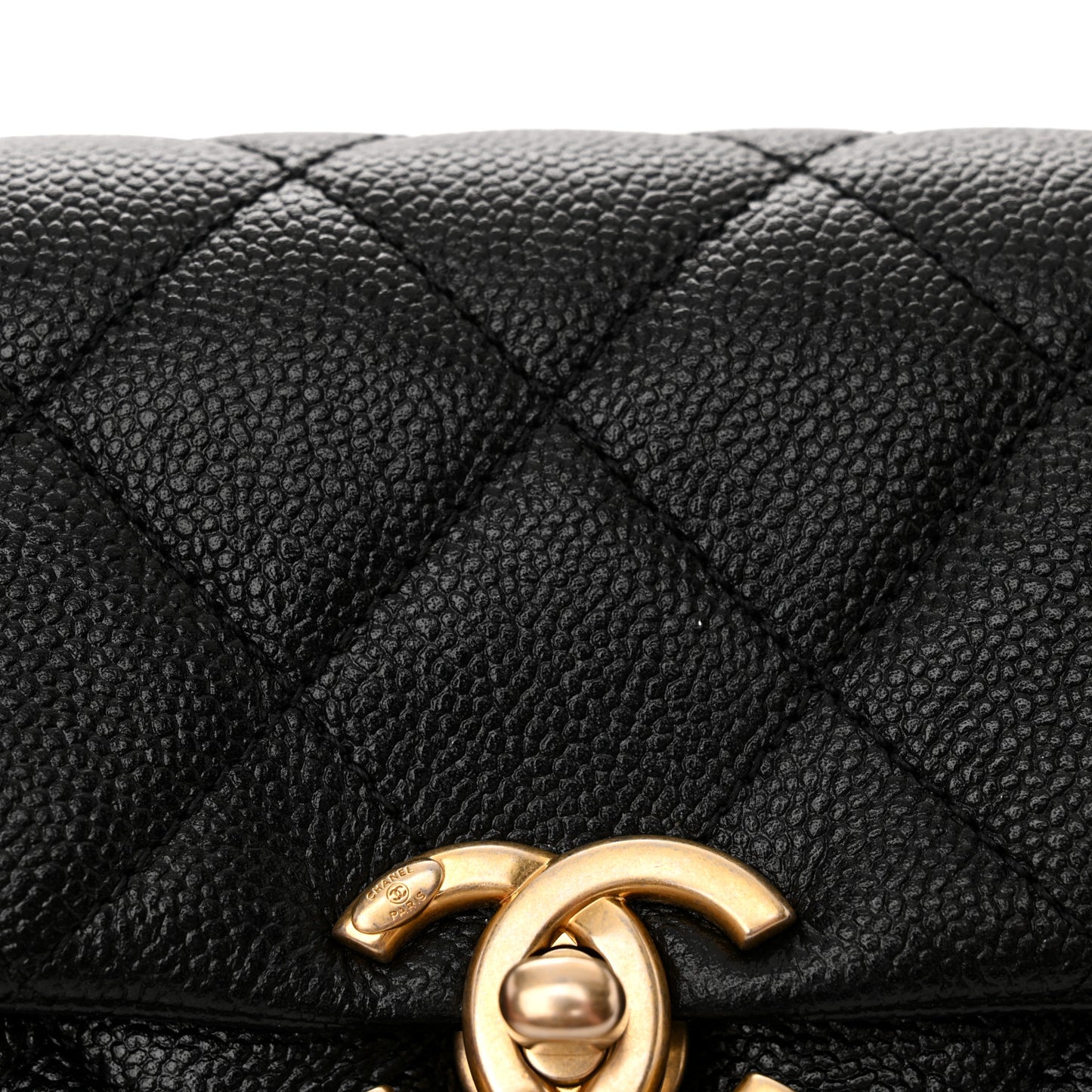 Shiny Caviar Quilted Chain Melody Waist Belt Bag Black