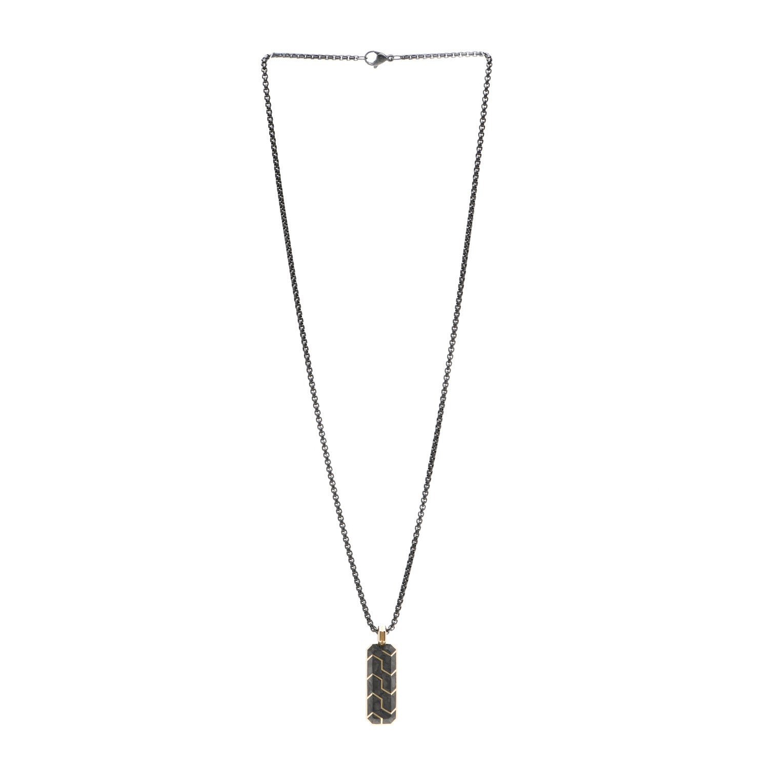 David Yurman 18K Yellow Gold Stainless Steel Forged Carbon Ingot Amulet Pendant Necklace 3 of 5