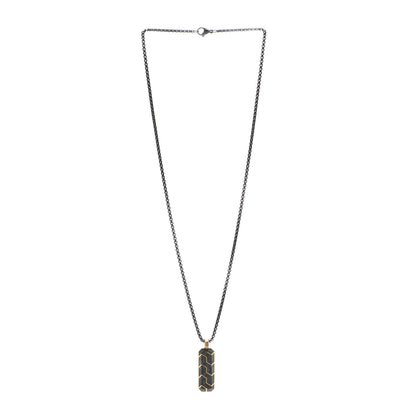 David Yurman 18K Yellow Gold Stainless Steel Forged Carbon Ingot Amulet Pendant Necklace 3 of 5