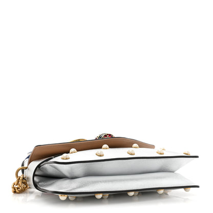 Gucci Metallic Nappa Pearl Studded Mini Queen Margaret Broadway Shoulder Bag Silver 4 of 12