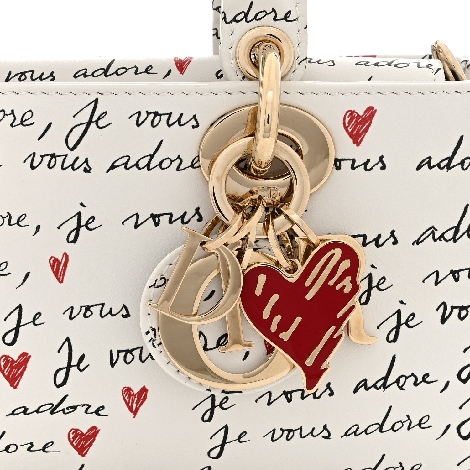 Christian Dior Calfskin Je Vous Adore Dioramour Small Lady D-Joy White Black Red 8 of 10