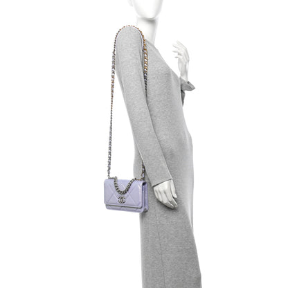 Chanel Iridescent Calfskin Quilted Chanel 19 Wallet On Chain WOC Light Purple 2 of 11