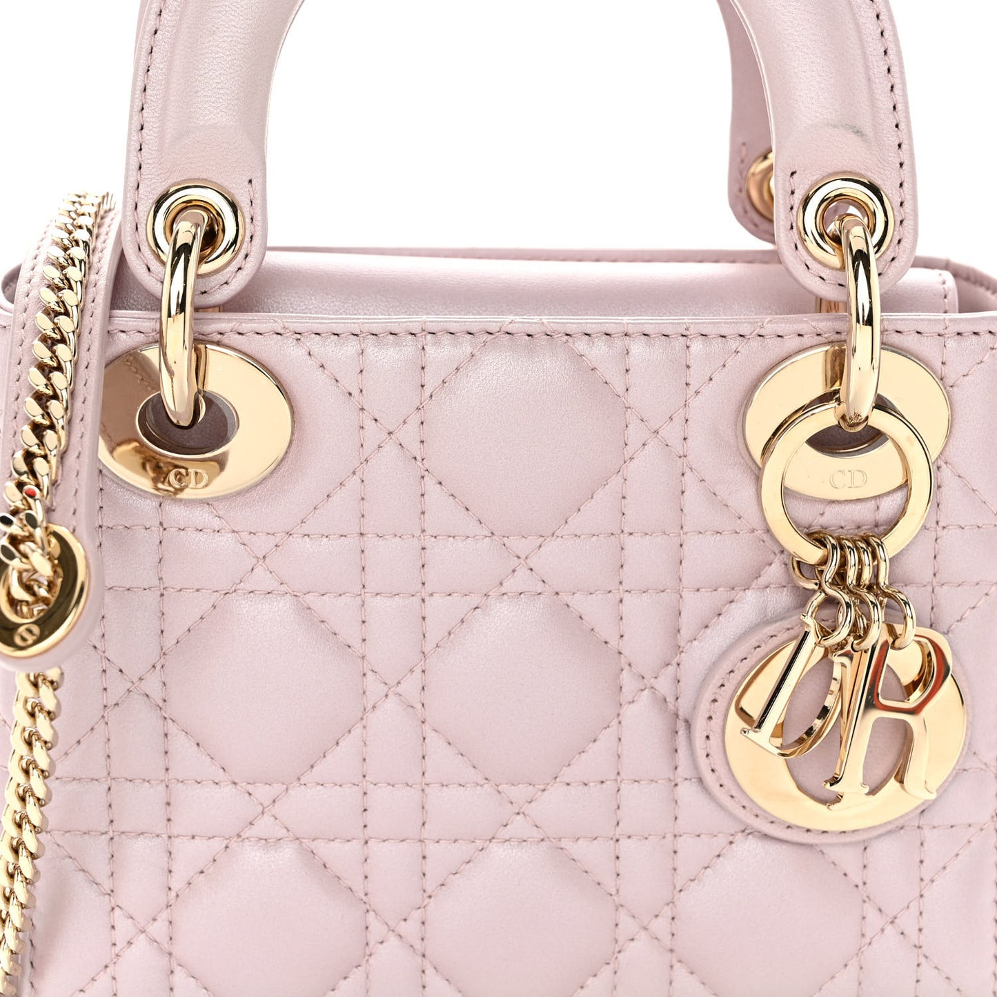 Metallic Lambskin Cannage Mini Lady Dior Lotus