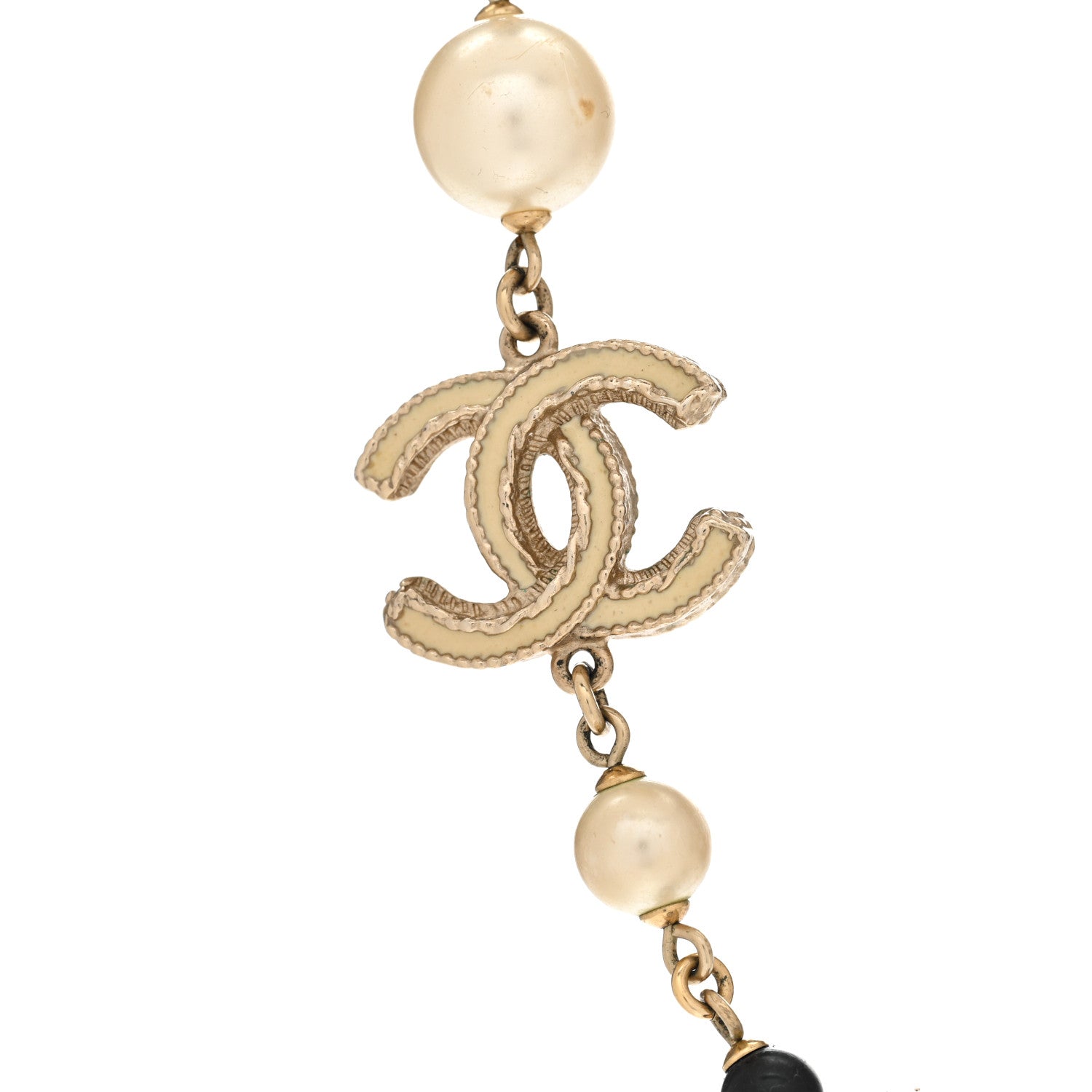 Chanel Enamel Bead Pearl CC Necklace Gold 4 of 7