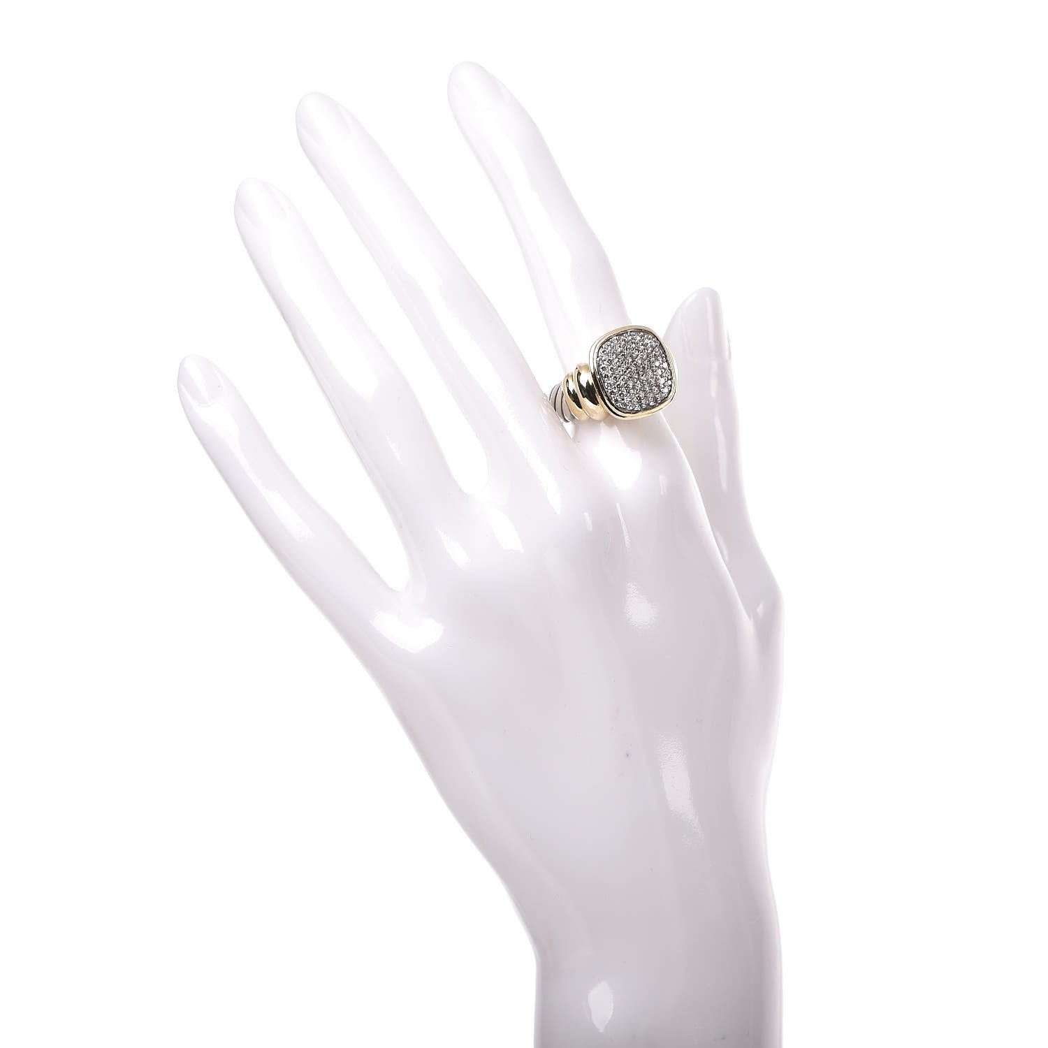 David Yurman Sterling Silver 18K Yellow Gold Diamond Noblesse Ring 52 6 2 of 7