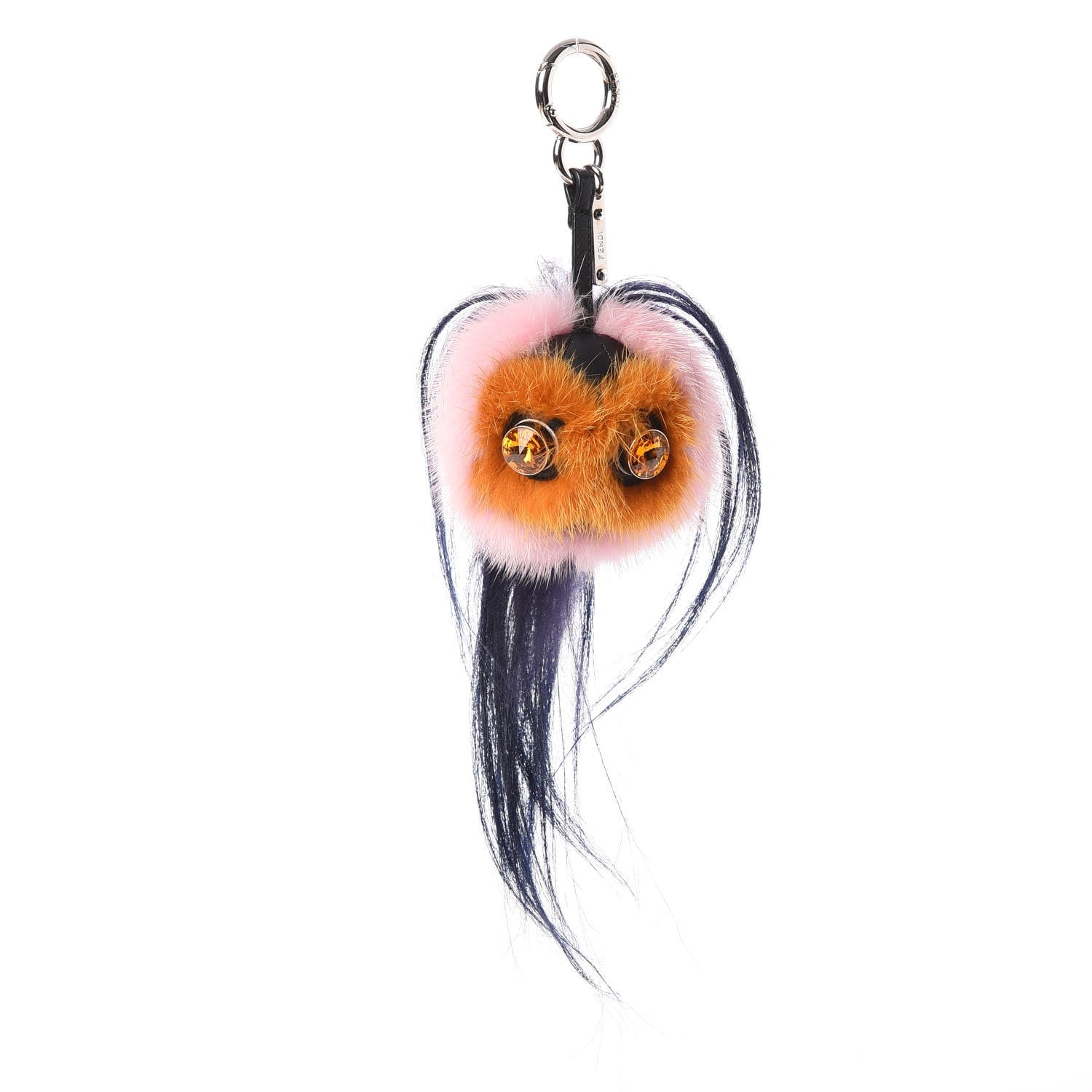 Fendi Mink Goat Fur QuTweet Bag Bug Charm Marshmallow Black 1 of 6