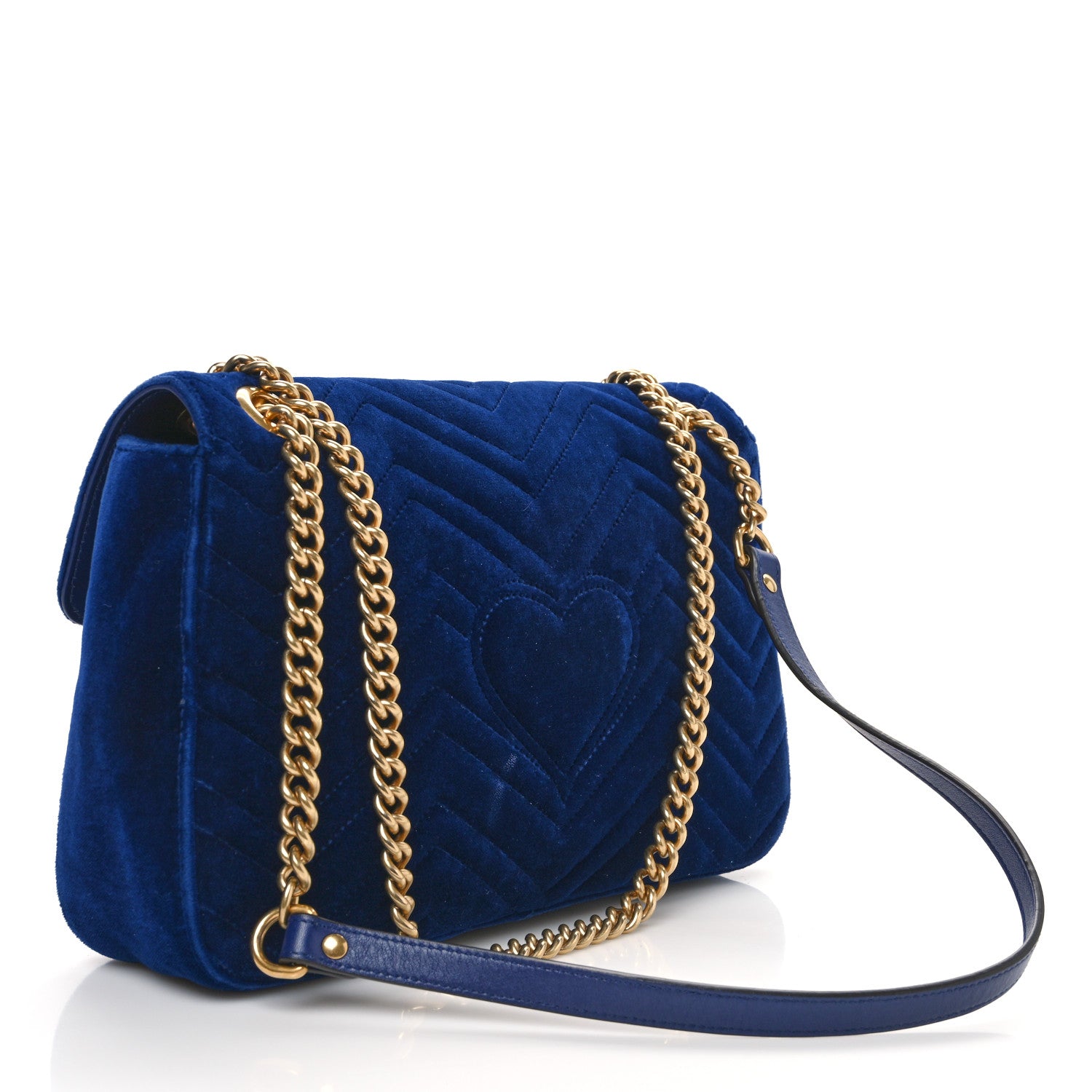 Gucci Velvet Matelasse Medium GG Marmont Shoulder Bag Cobalt Blue 3 of 13
