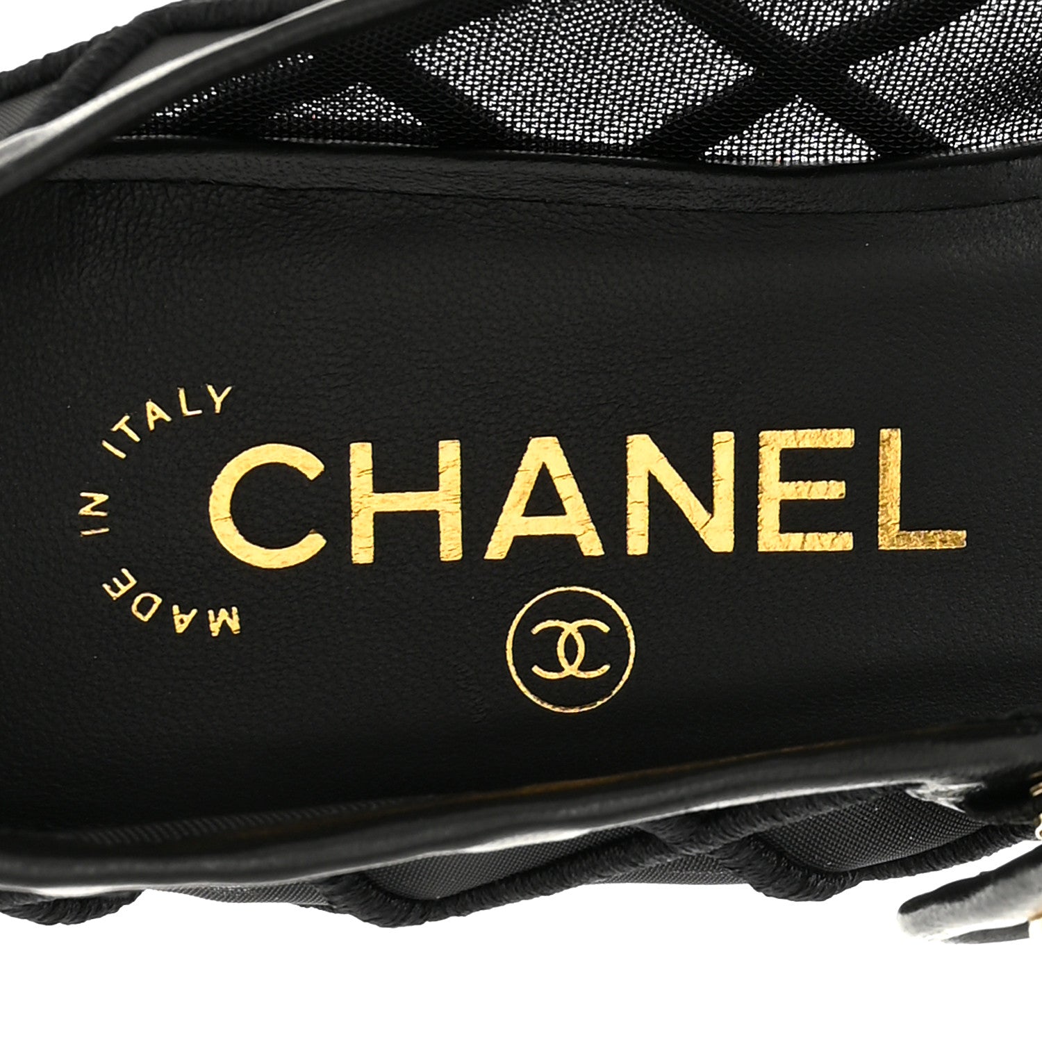 Chanel Lambskin Fabric Mesh Quilted Mary Jane Cap Toe Flats 37 Black 7 of 9