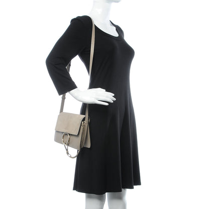 Chloe Suede Calfskin Small Faye Shoulder Bag Motty Grey 2 of 10