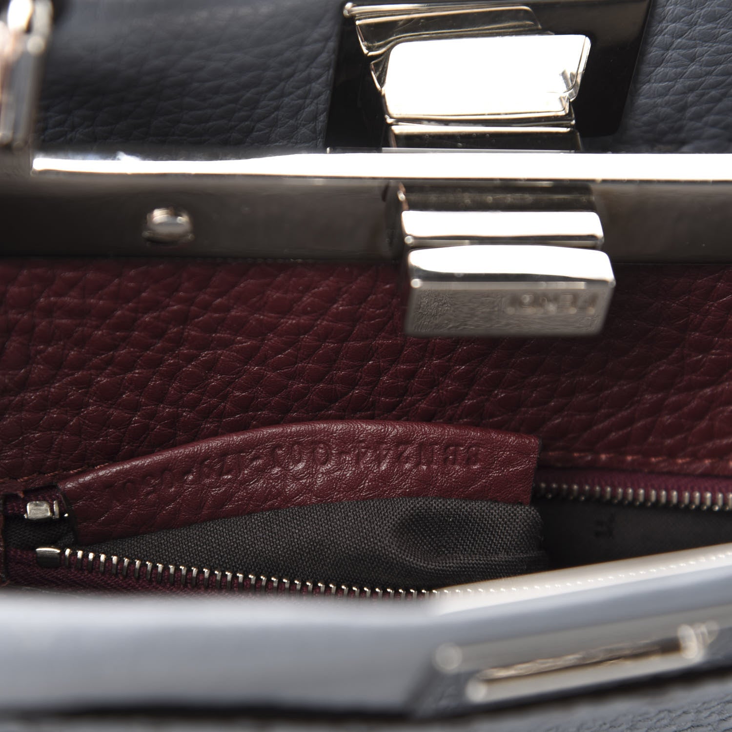 Fendi Calfskin Romano Selleria Bi-Color Mini Peekaboo Iconic Satchel Tempesta Bordeaux 10 of 12