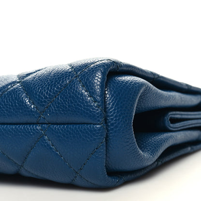 Chanel Caviar Quilted CC Large Clutch Peacock Blue 11 of 11