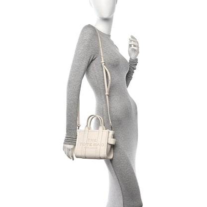 Marc Jacobs Grained Calfskin Micro The Tote Bag Cotton Silver 2 of 10