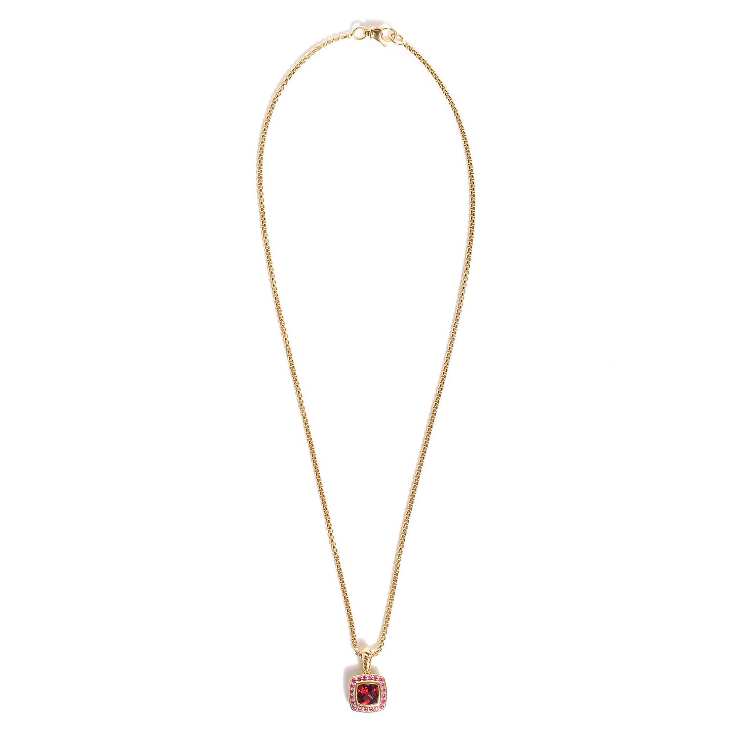 18K Gold Rhodolite Garnet Pink Sapphire Petite Albion Pendant Necklace