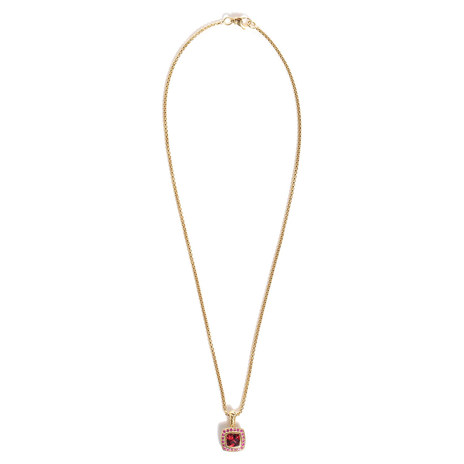 David Yurman 18K Gold Rhodolite Garnet Pink Sapphire Petite Albion Pendant Necklace 3 of 5