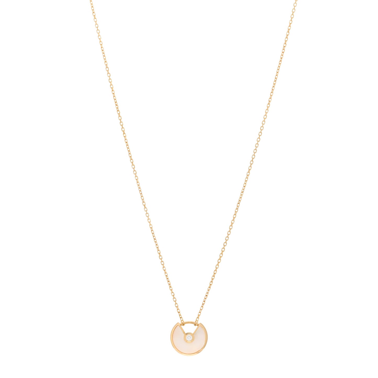 18K Yellow Gold Diamond Mother of Pearl XS Amulette de Cartier Pendant Necklace