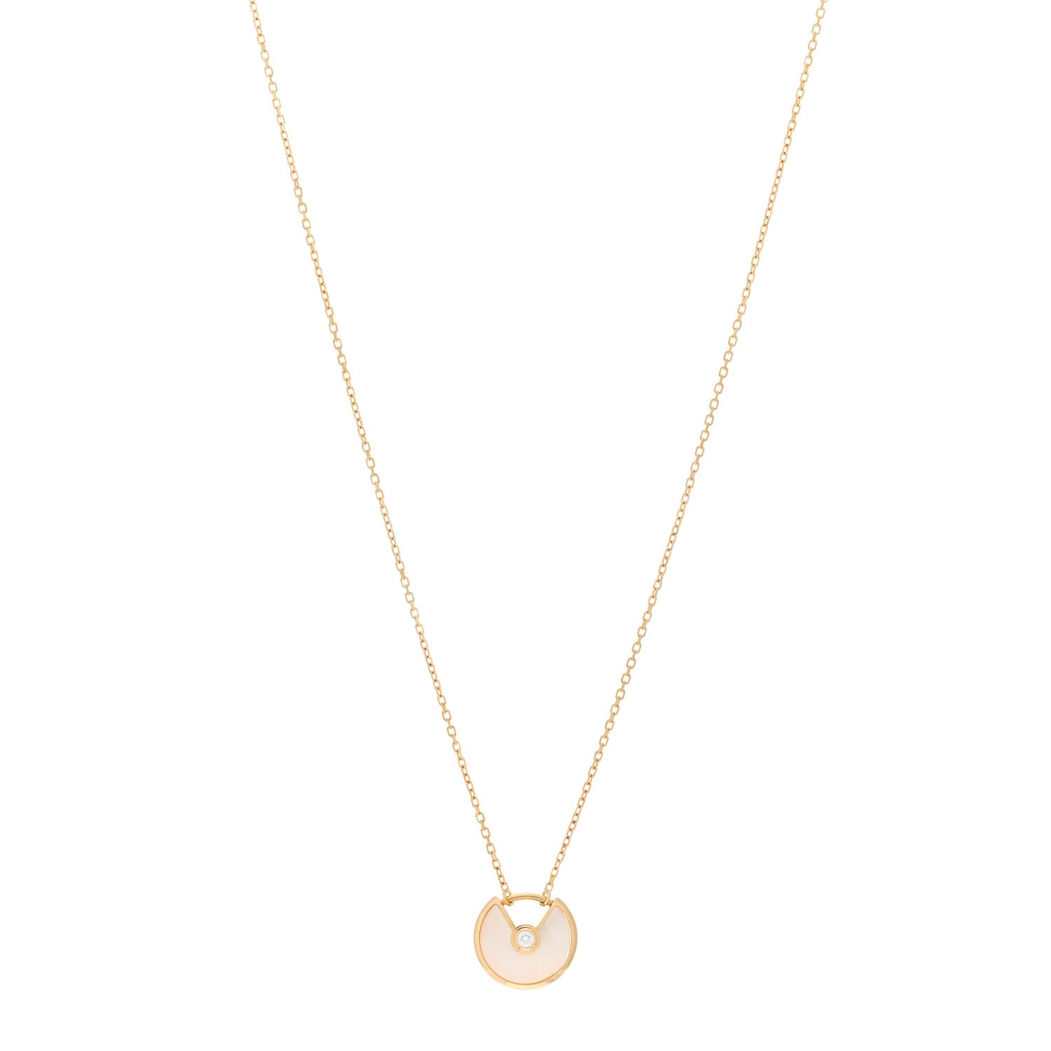 Cartier 18K Yellow Gold Diamond Mother of Pearl XS Amulette de Cartier Pendant Necklace 1 of 5