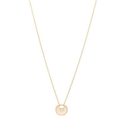 Cartier 18K Yellow Gold Diamond Mother of Pearl XS Amulette de Cartier Pendant Necklace 1 of 5