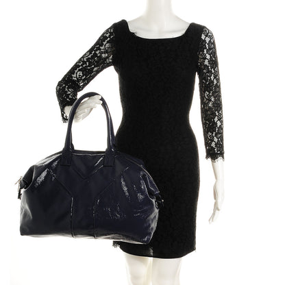Saint Laurent Textured Patent Medium Easy Sac Navy Blue 2 of 7