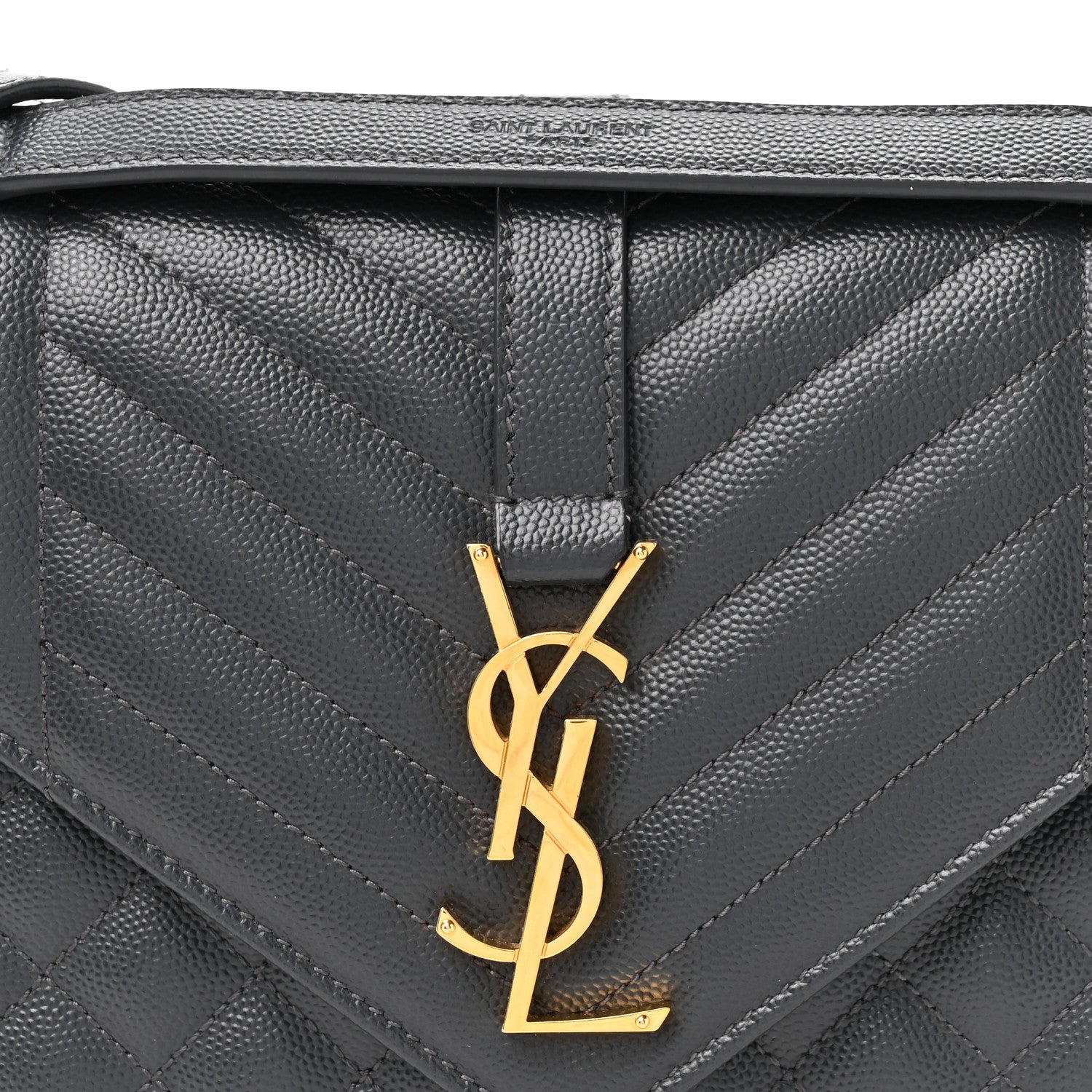 Saint Laurent Grain De Poudre Textured Mixed Matelasse Triquilt Medium Monogram Satchel Dark Smog 7 of 9