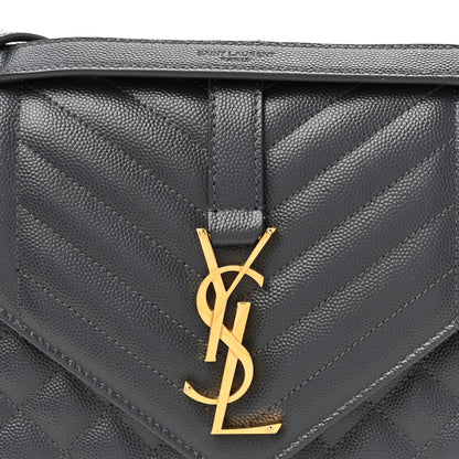 Saint Laurent Grain De Poudre Textured Mixed Matelasse Triquilt Medium Monogram Satchel Dark Smog 7 of 9