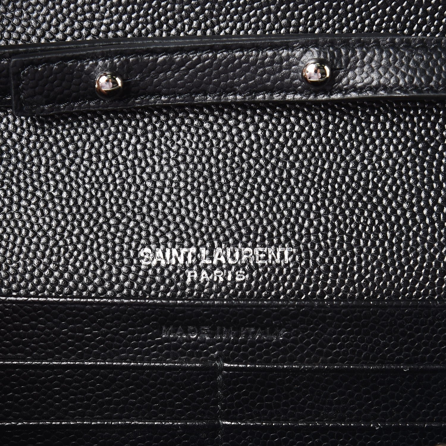 Saint Laurent Grain De Poudre Matelasse Chevron Monogram Chain Wallet Black 6 of 8