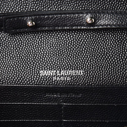 Saint Laurent Grain De Poudre Matelasse Chevron Monogram Chain Wallet Black 6 of 8
