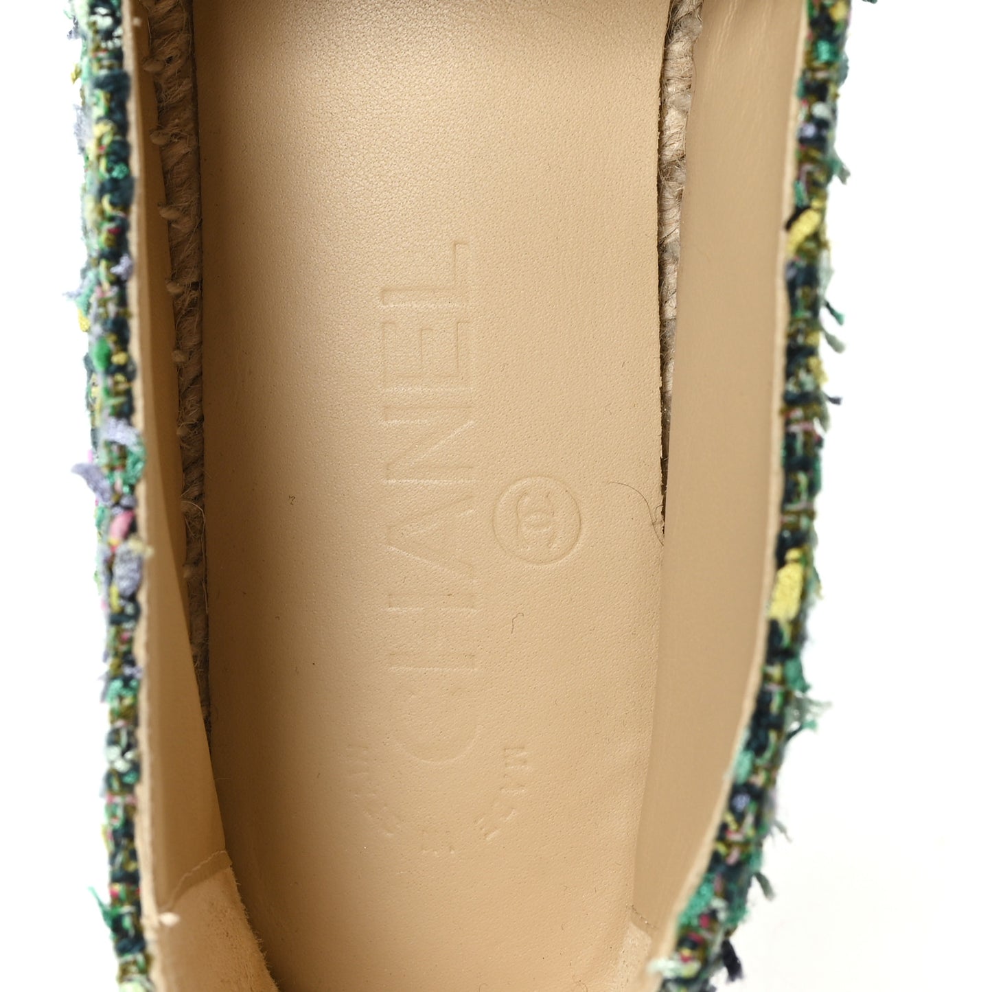 Tweed Grosgrain CC Espadrilles 39 Green Pink Yellow Black