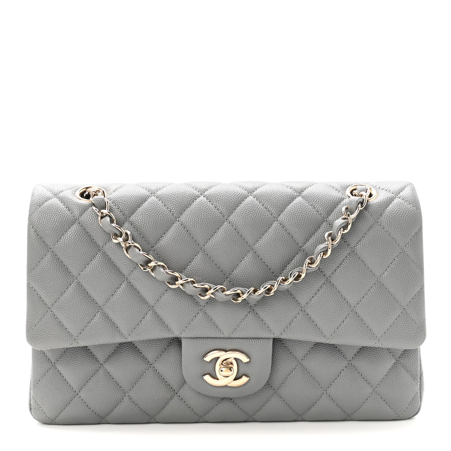 Chanel Caviar Quilted Medium Double Flap Grey 1 of 10