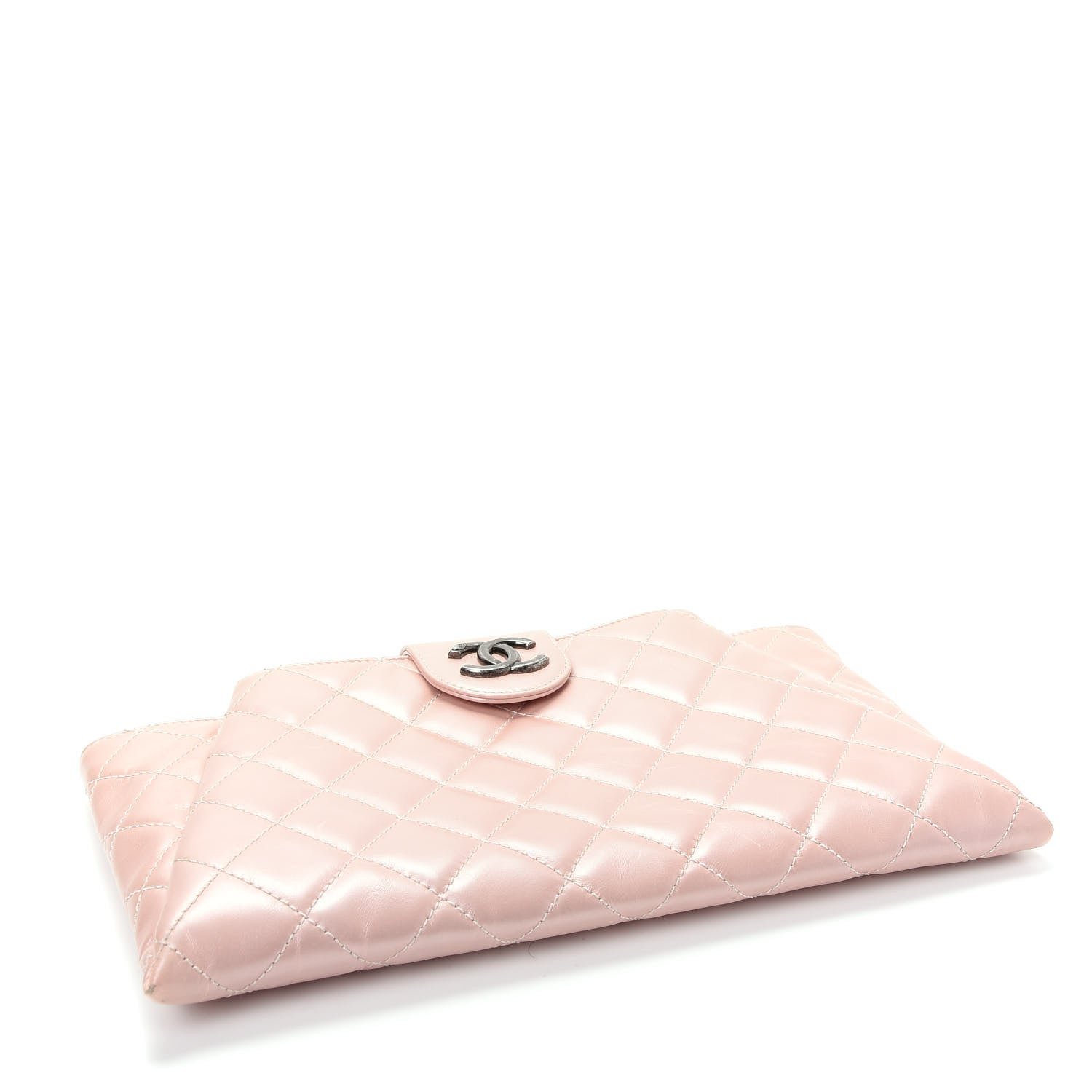 Chanel Glazed Calfskin Quilted Coco Pleats Clutch Light Pink 4 of 11