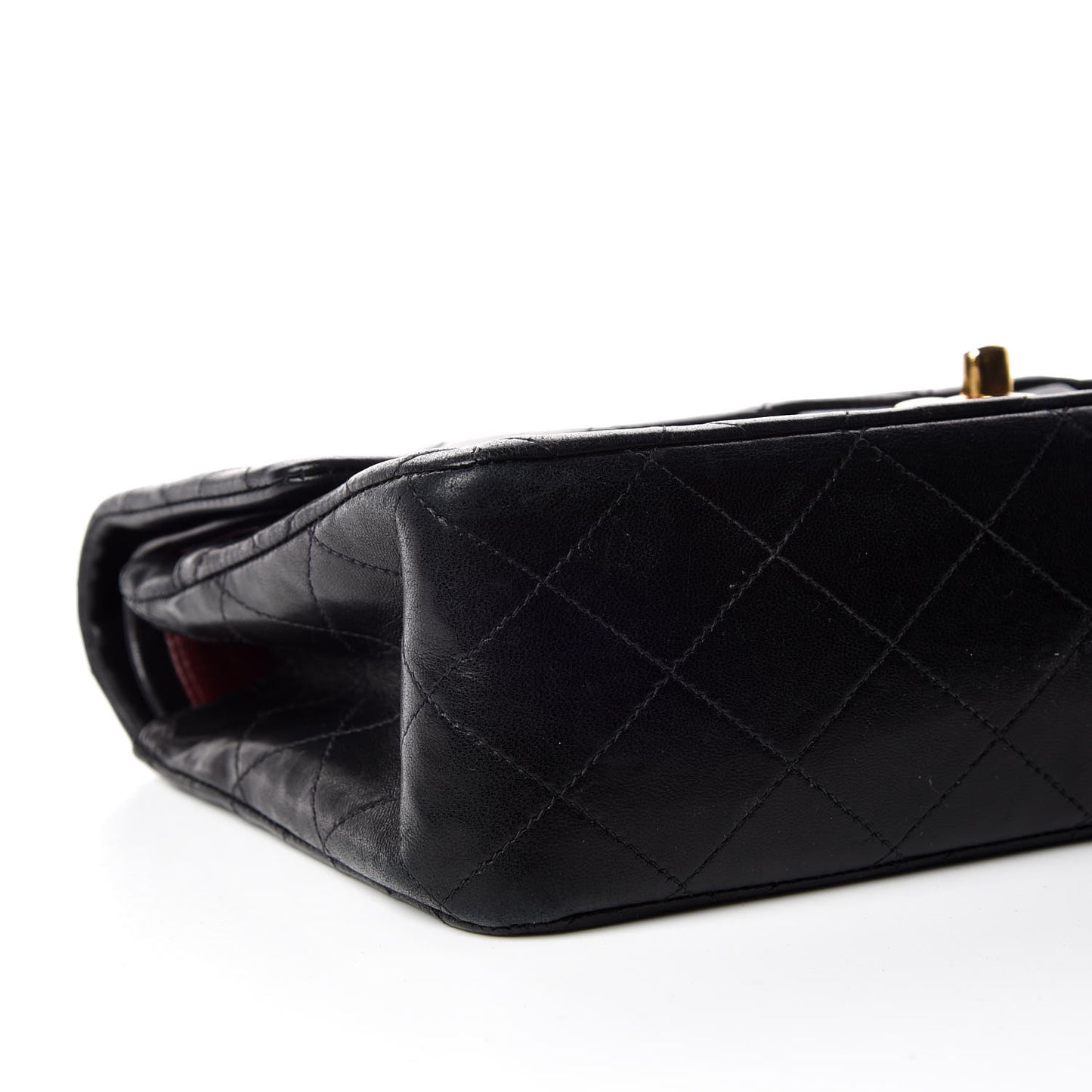 Lambskin Quilted Medium Double Flap Black