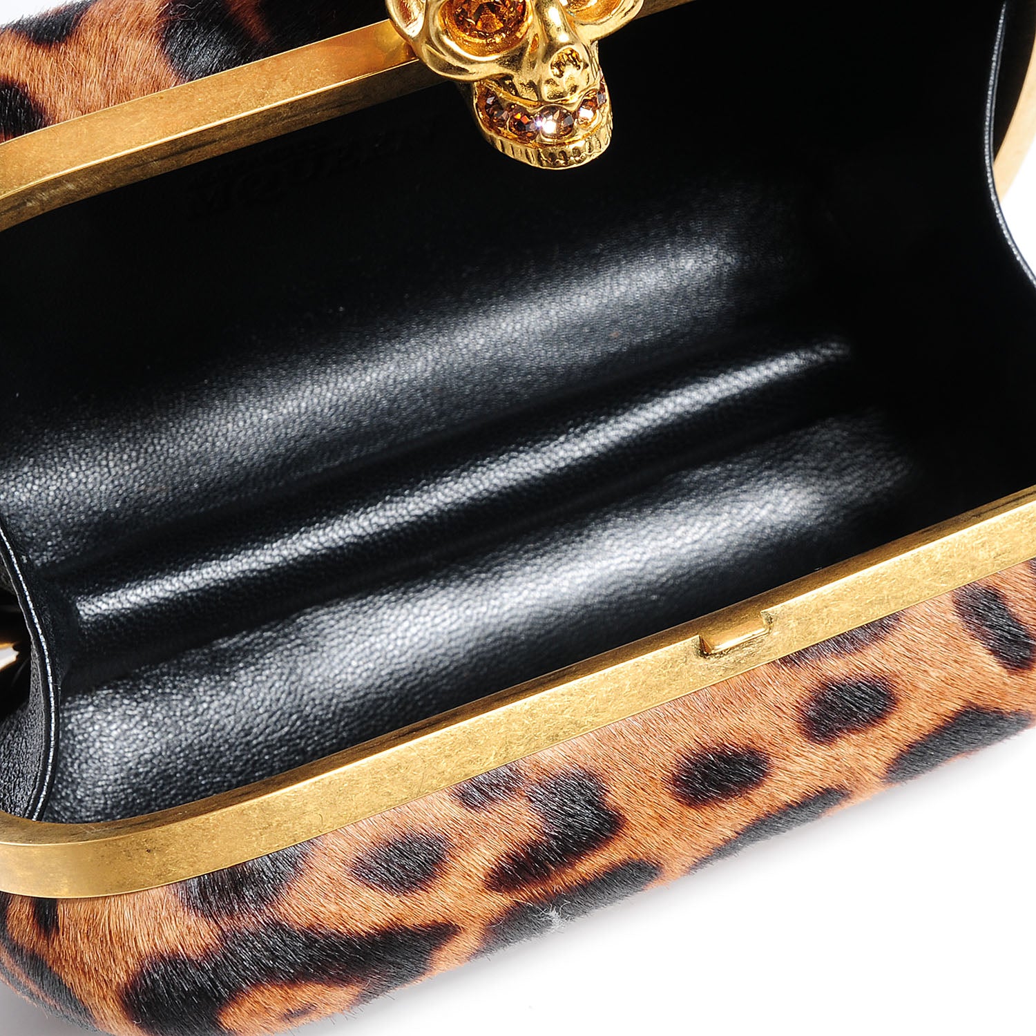 Alexander McQueen Leopard Print Calf Hair Skull Box Clutch 6 of 8