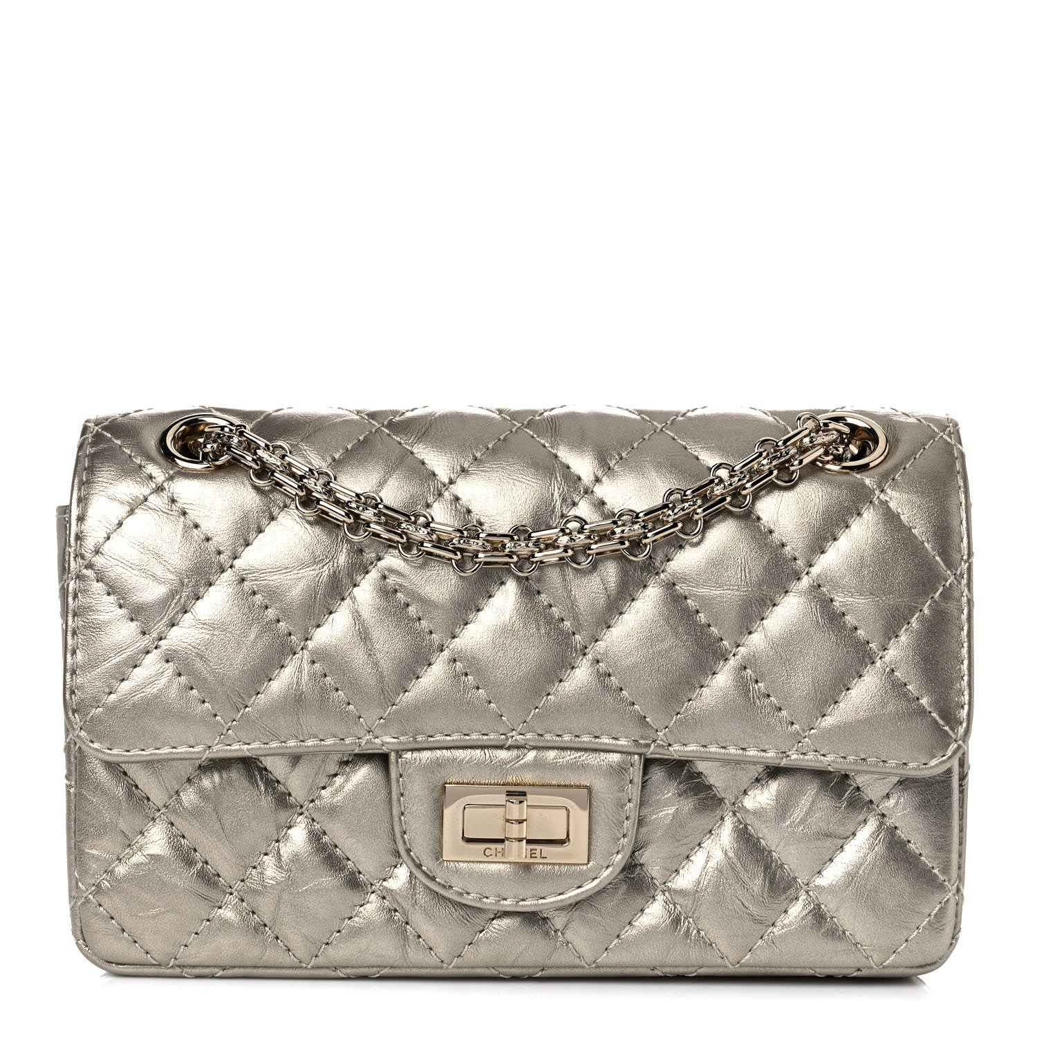 Chanel Metallic Aged Calfskin Quilted 2.55 Reissue Mini Flap Light Gold 1 of 10