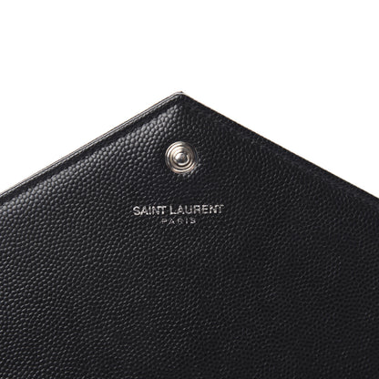 Saint Laurent Grain De Poudre Matelasse Chevron Monogram Chain Wallet Black 11 of 13